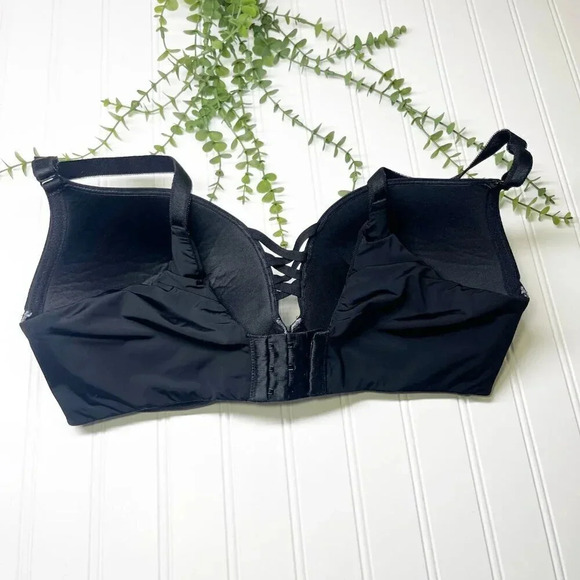 Torrid Curve Black XO Plunge Push Up Underwire Bra Women's Plus Size 38DDD - Picture 3 of 8